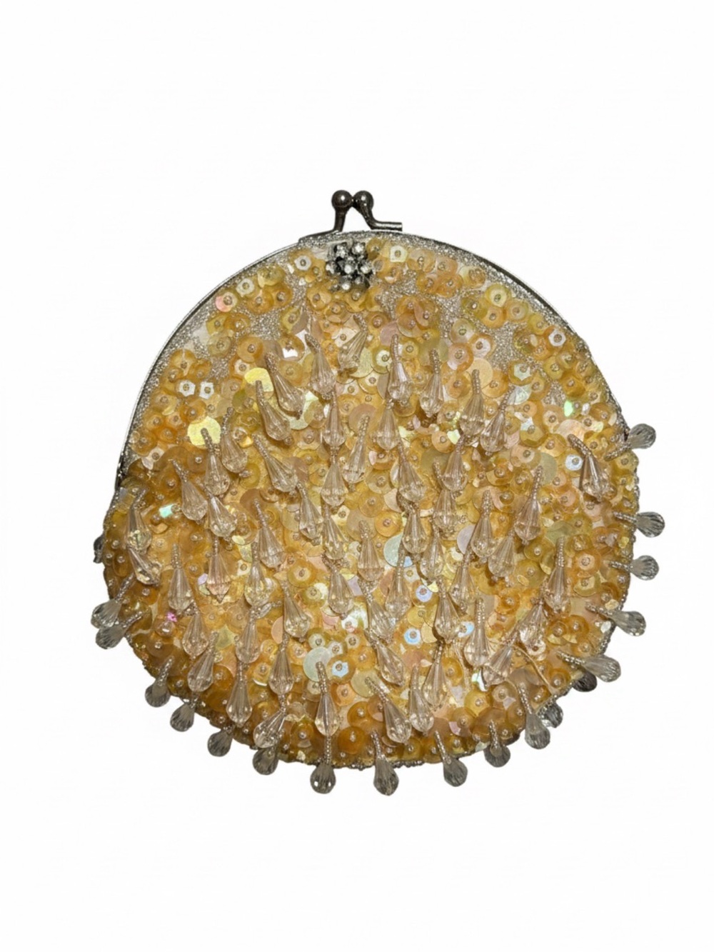 Yellow Round Beaded Sequin Fairycore Clutch / Purse